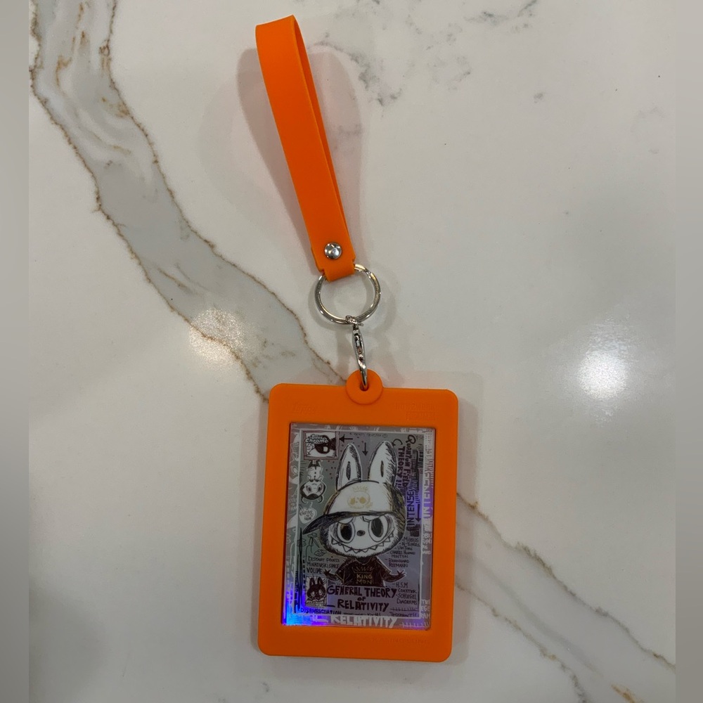 2025 Topps Chrome Labubu / Monsters trading card & keychain combo in Orange